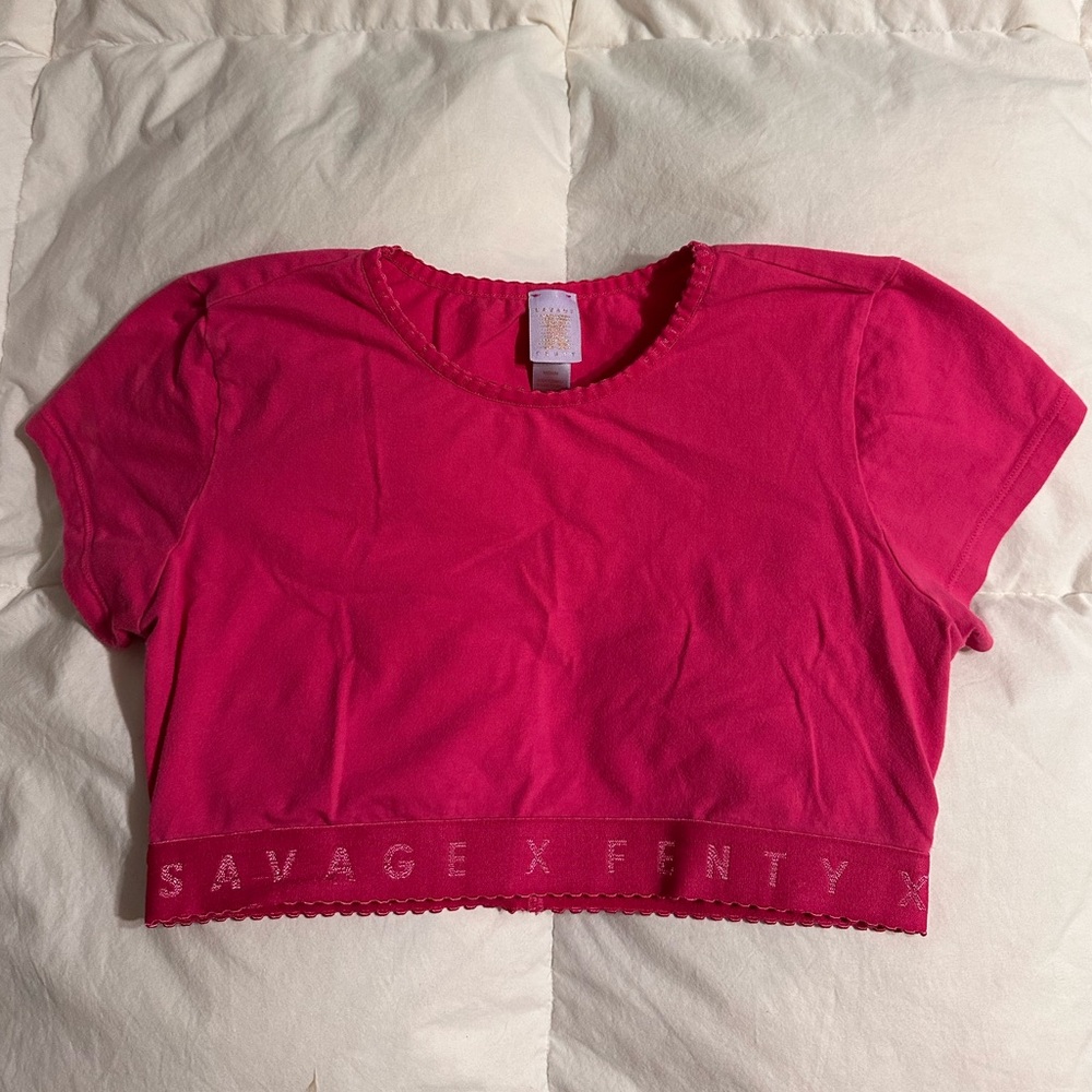 Savage X Fenty Hot Pink Logo T-shirt Bralette